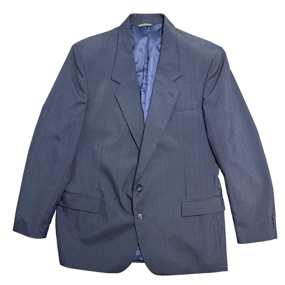 Raffinati Seta Blazer Mens 46 Long Navy‎ Pinstripe 2-Button Sport Coat Made USA
